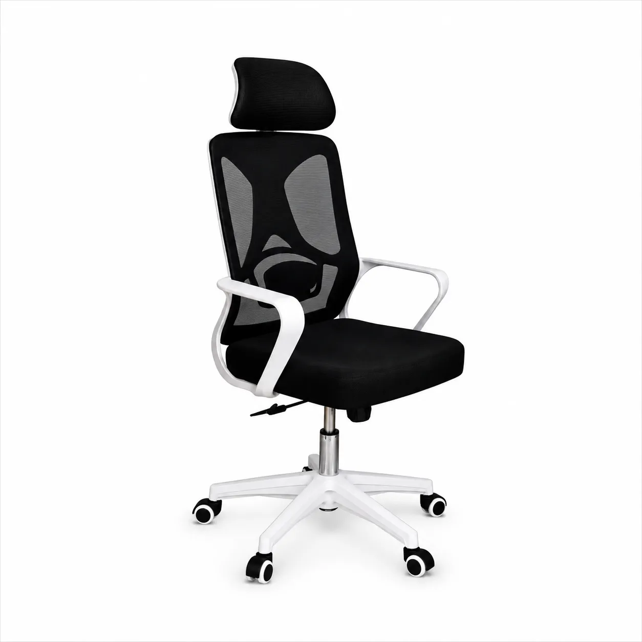 White Modern Ergonomic Office Chair – Wood & Wood White modern ergonomic office chair front view