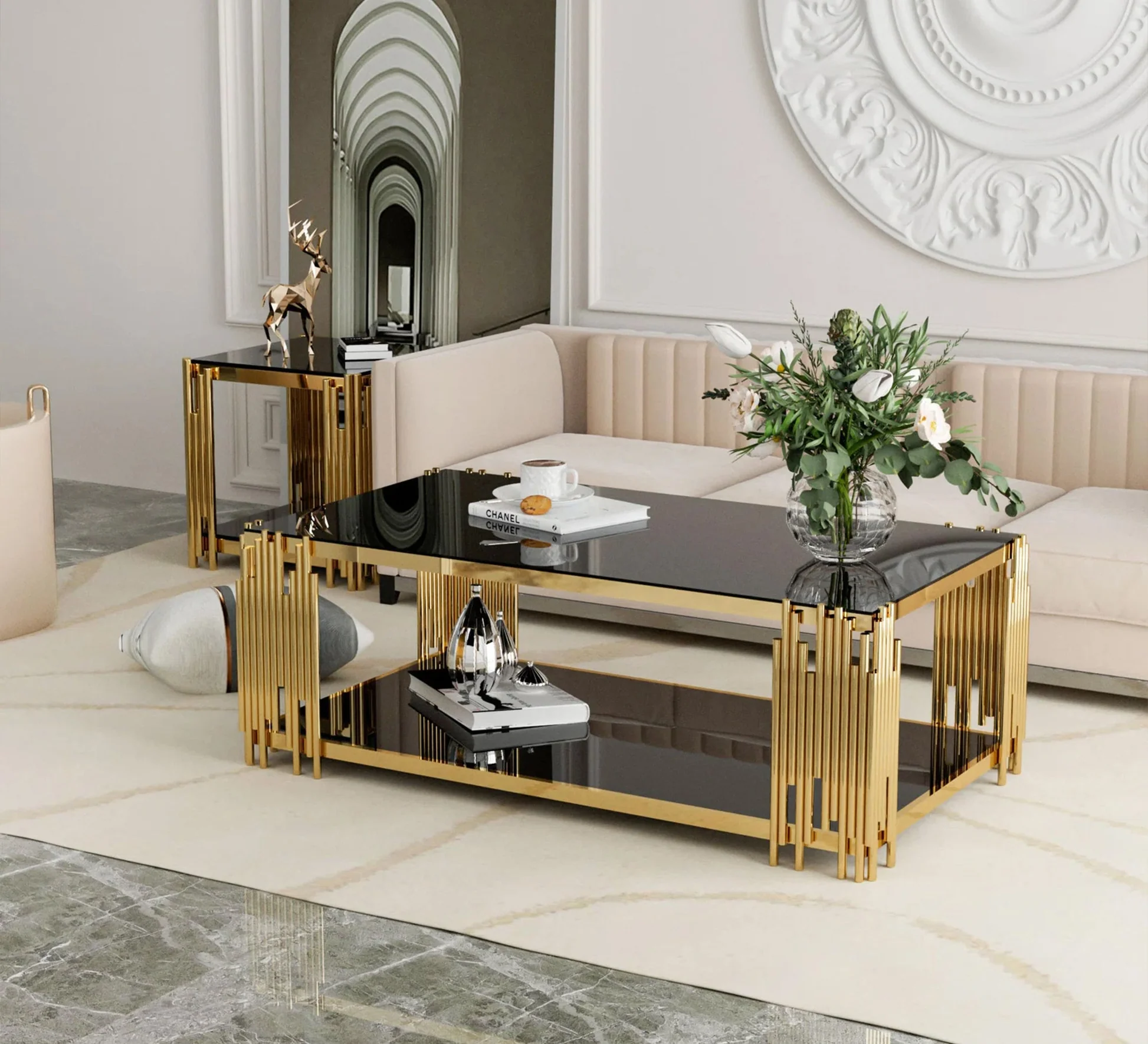 77 Steel Frame Coffee Table - Image 1