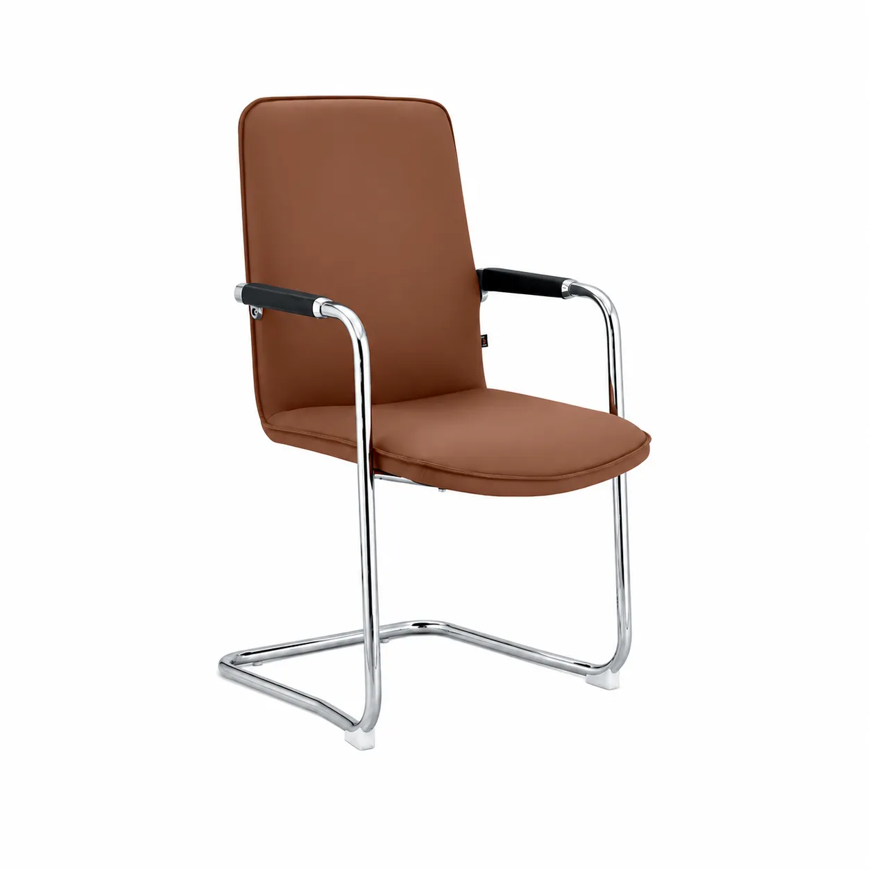 Brown Leather Cantilever Office Chair – Wood & Wood Brown Leather Cantilever Office Chair
