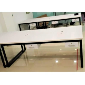 Strata Workstation with laminated sheet top and powder-coated metal frame