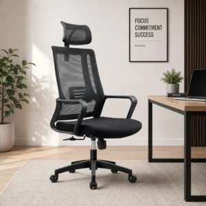 Ergonomic Black Mesh Office Chair with breathable backrest