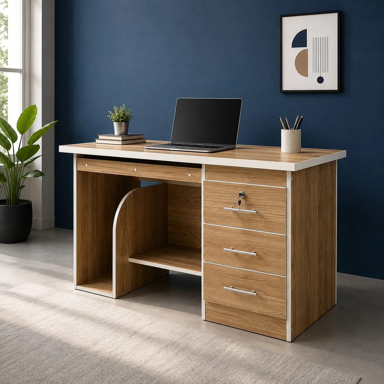 Fusion Office Table Fusion Office Table with drawers and keyboard tray by Wood & Wood Pakistan