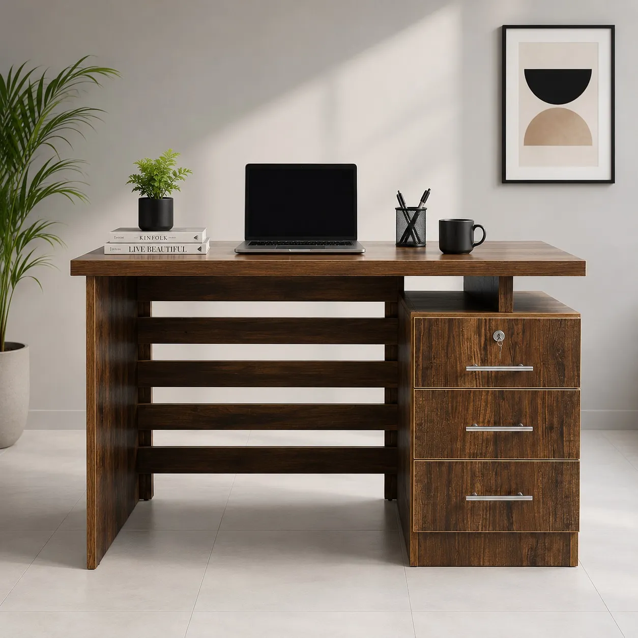 Horizon Office Table Horizon Office Table made from MDF tactile sheet with storage drawers by Wood & Wood Lahore